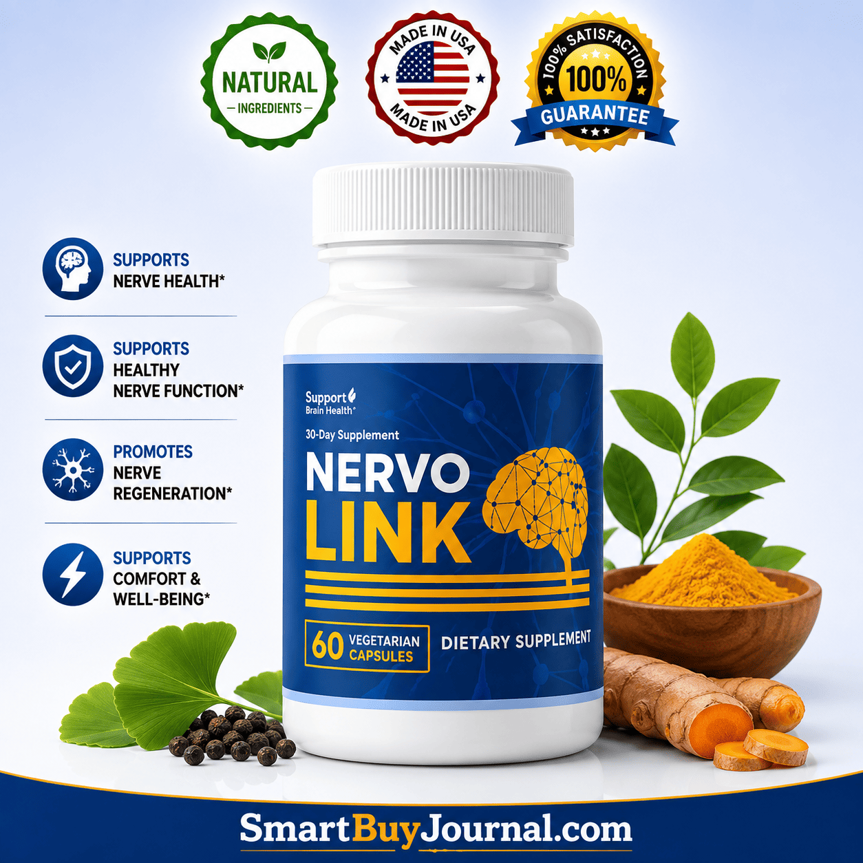 supplement bottle for nerve support and brain health nervolink reviews