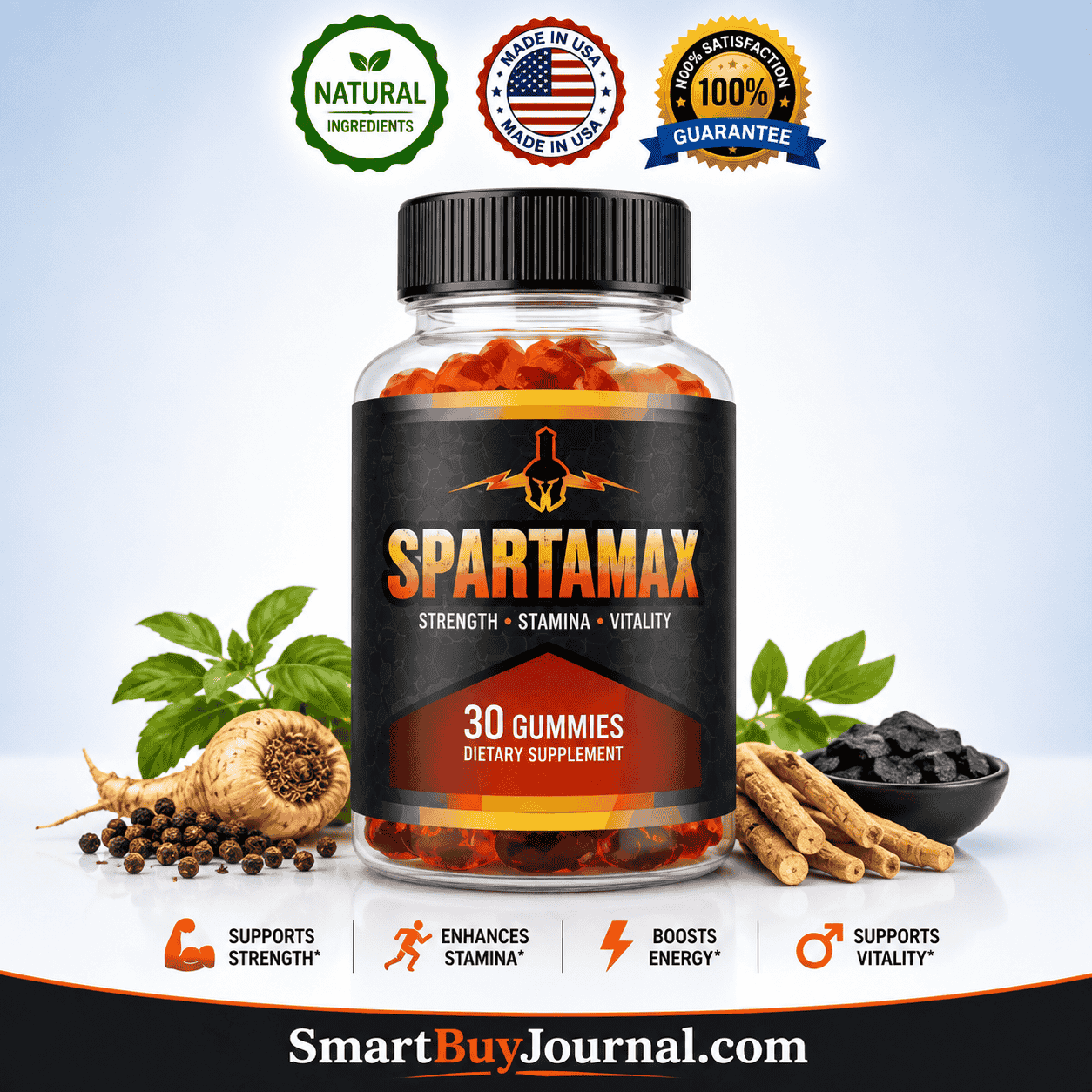 Spartamax dietary supplement gummies designed to support stamina and male vitality