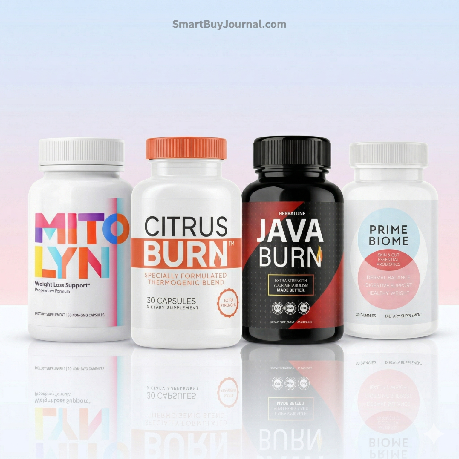 Best weight loss and health supplements including Mitolyn, Citrus Burn, Java Burn and Prime Biome featured on SmartBuyJournal.com