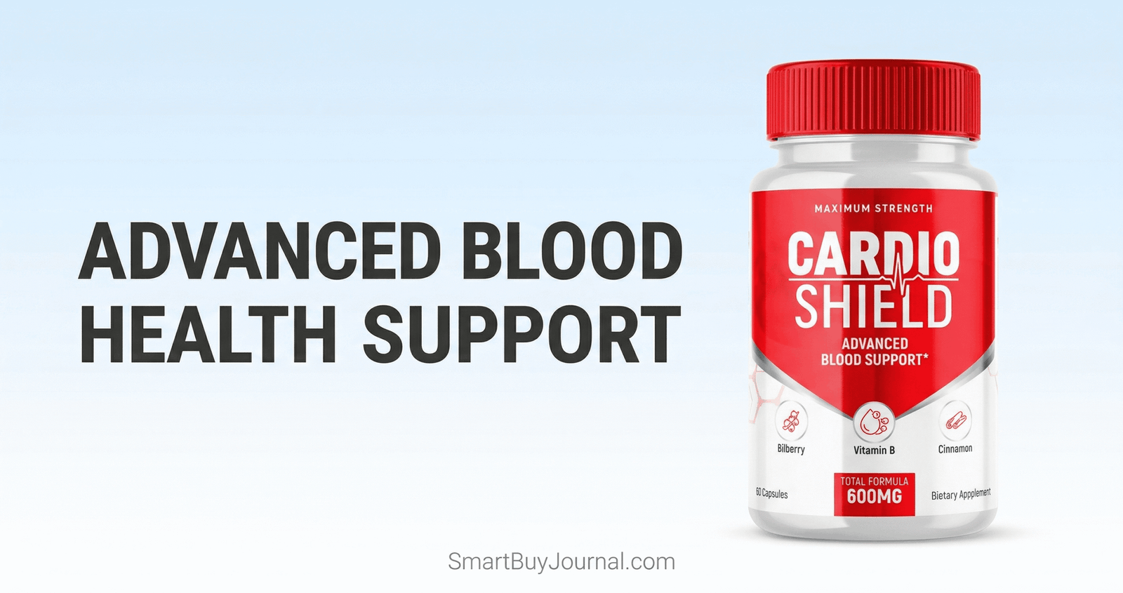 Cardio Shield review supplement bottle with natural ingredients for heart health and blood circulation support