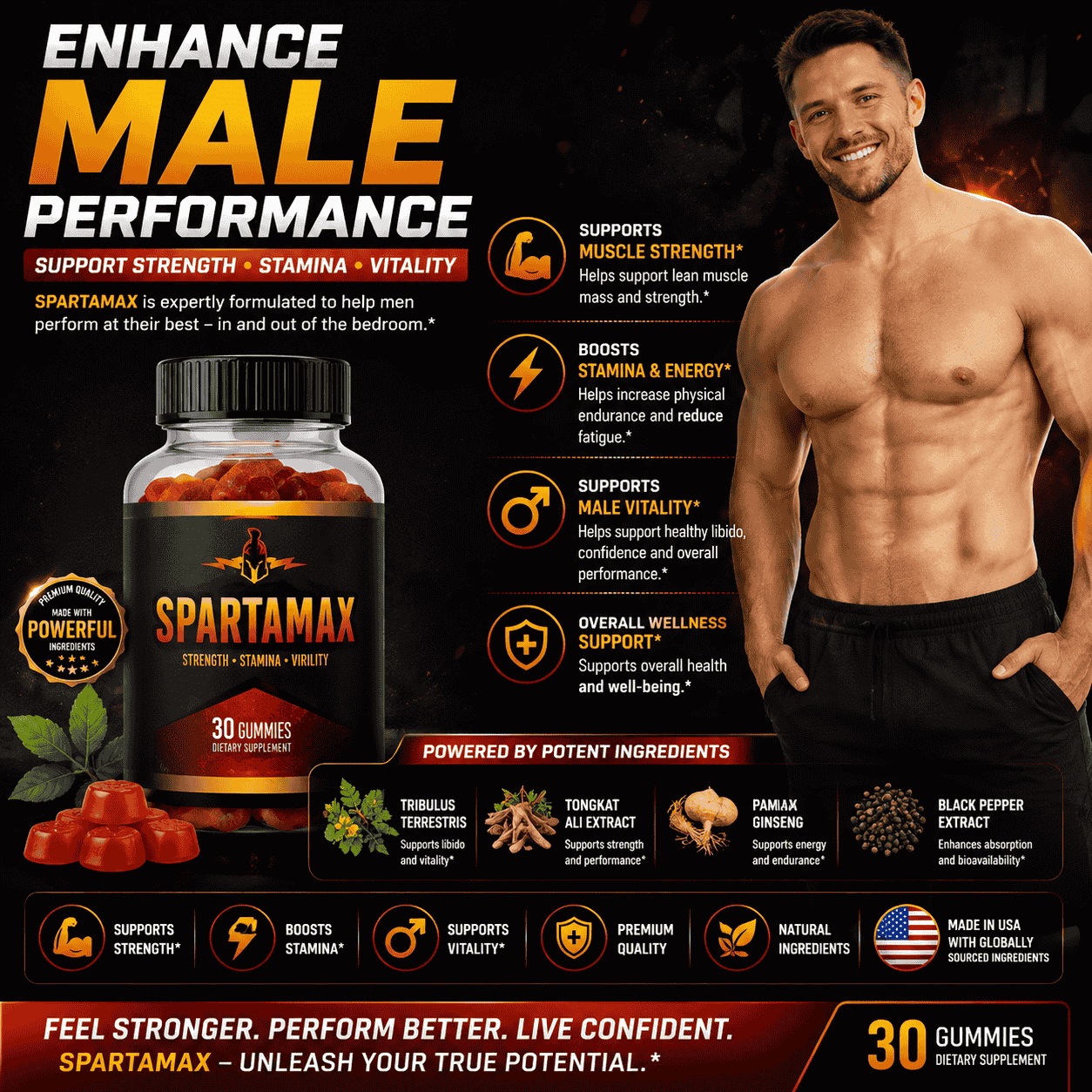 spartamax power boost ingredients — ashwagandha maca zinc natural energy formula