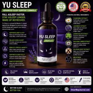 Yu Sleep liquid sleep supplement bottle and dropper on nightstand