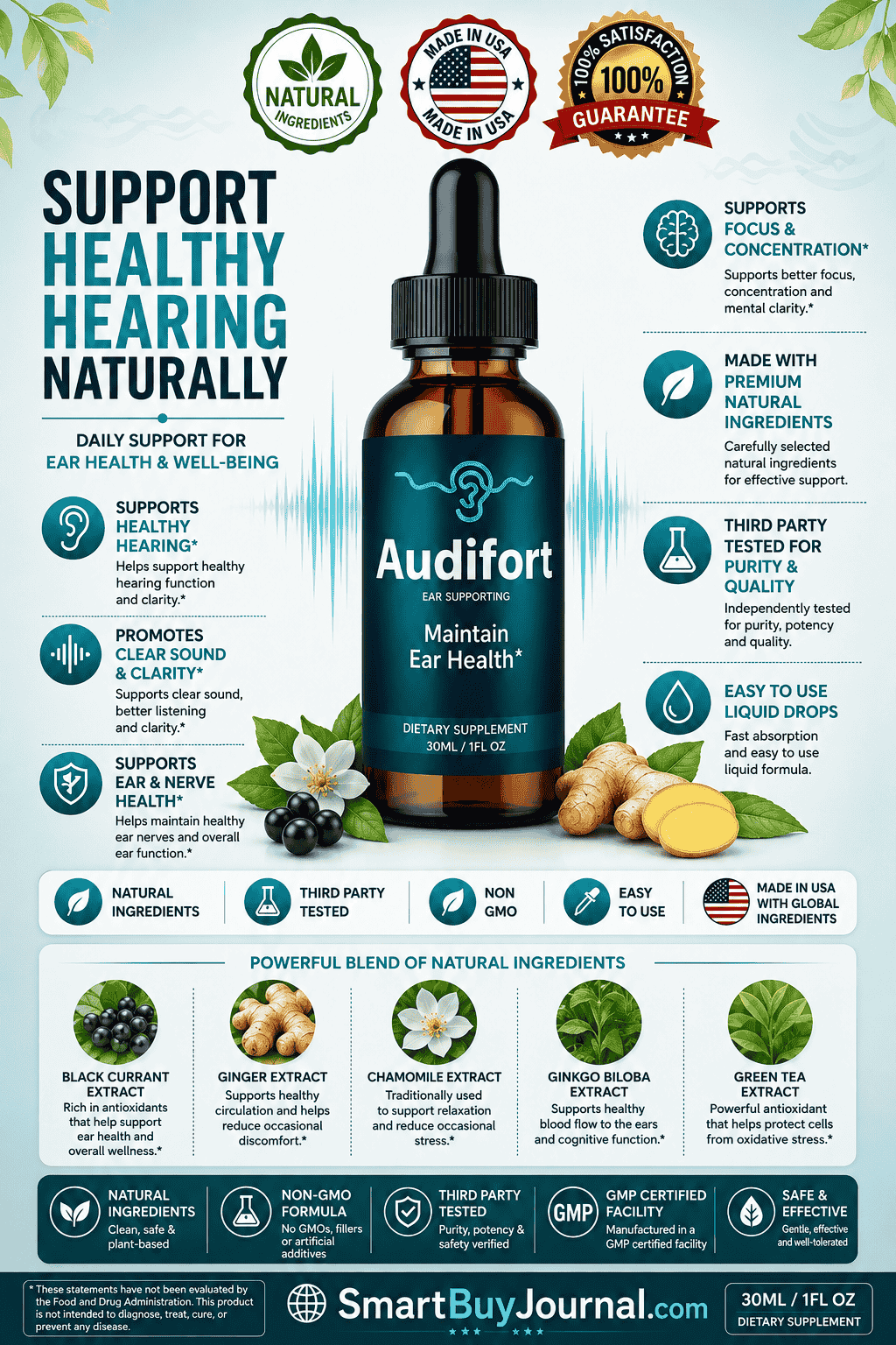Hearing health supplements and natural foods supporting ear wellness