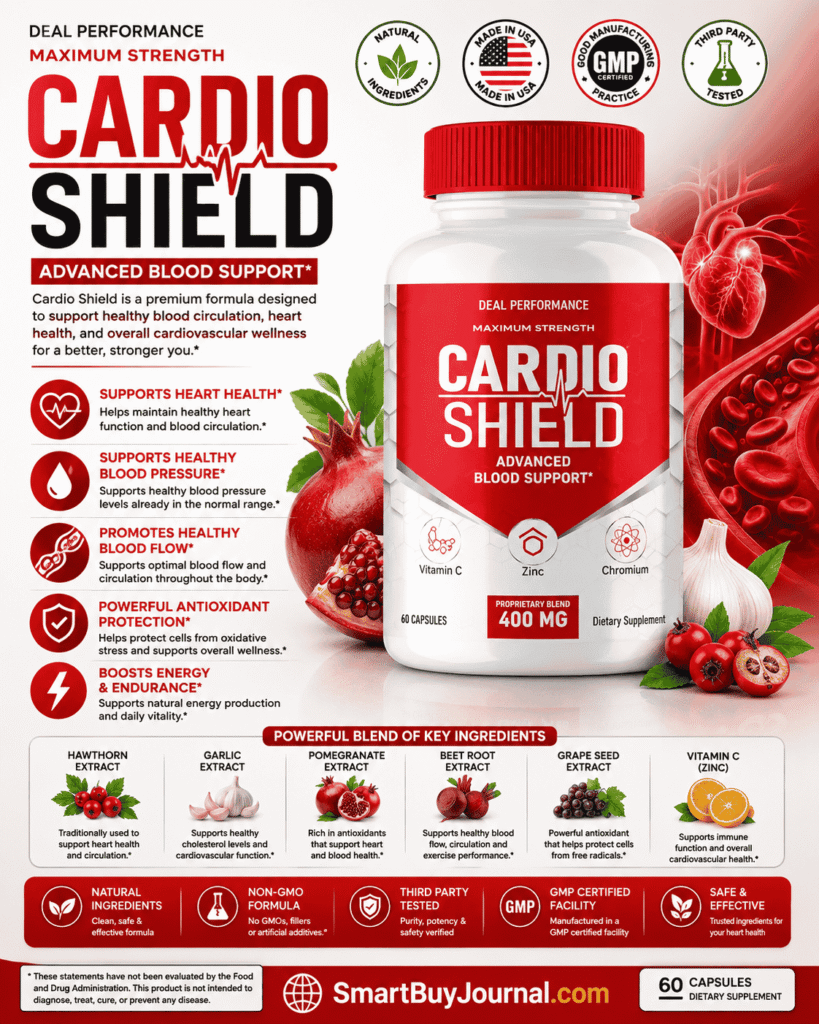 Heart healthy foods arranged on a wooden table including salmon, berries, and leafy greens