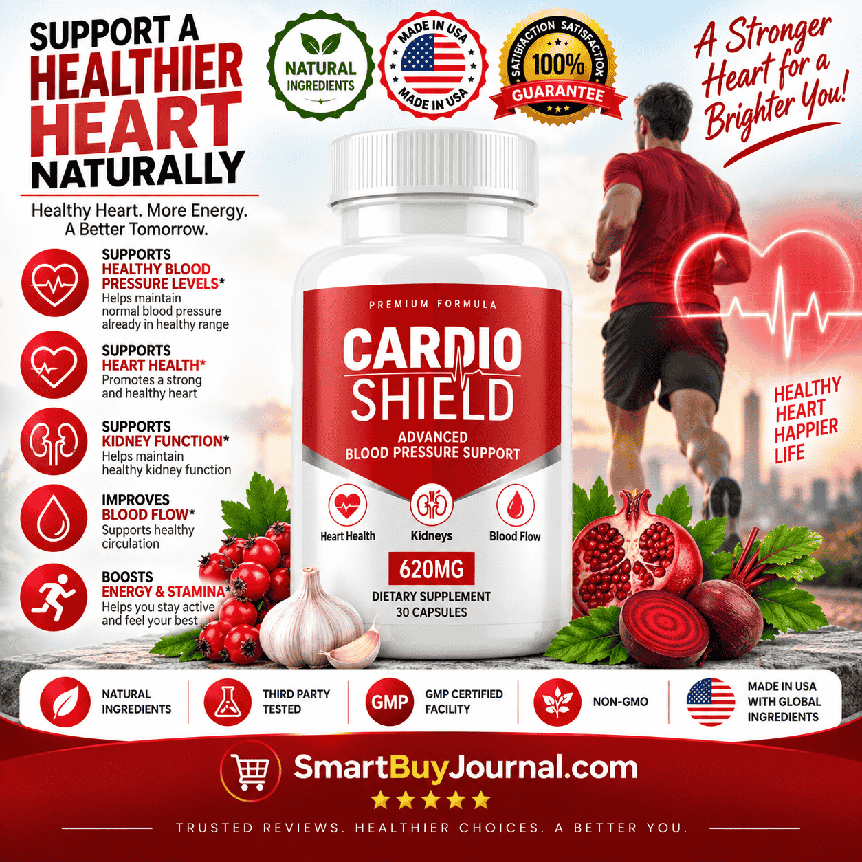 Bottle of Cardio Shield supplement beside fresh olive leaves, illustrating the natural olive leaf extract ingredient used for blood‑pressure support.