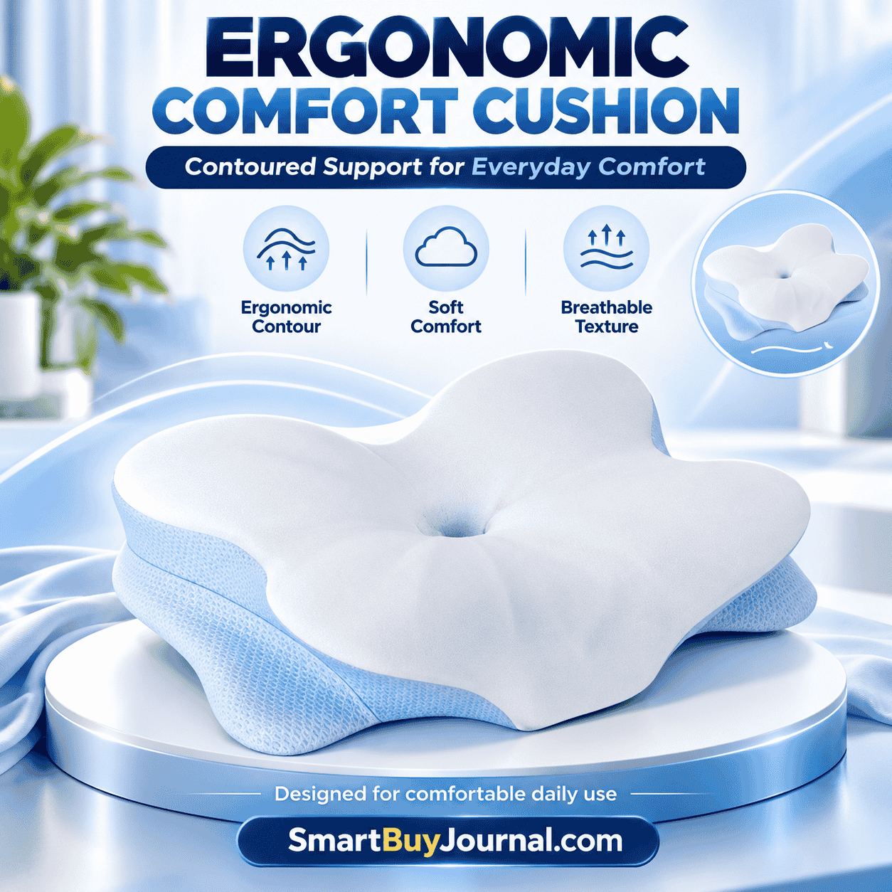 Best pillow for side sleepers showing Derila Pillow supporting the head and neck